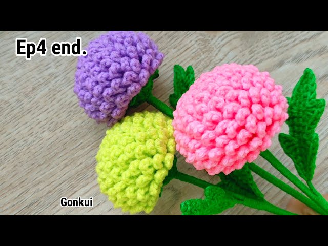 💐Ep4 end. Assembly flower | Easy Crochet Ping Pong Chrysanthemum