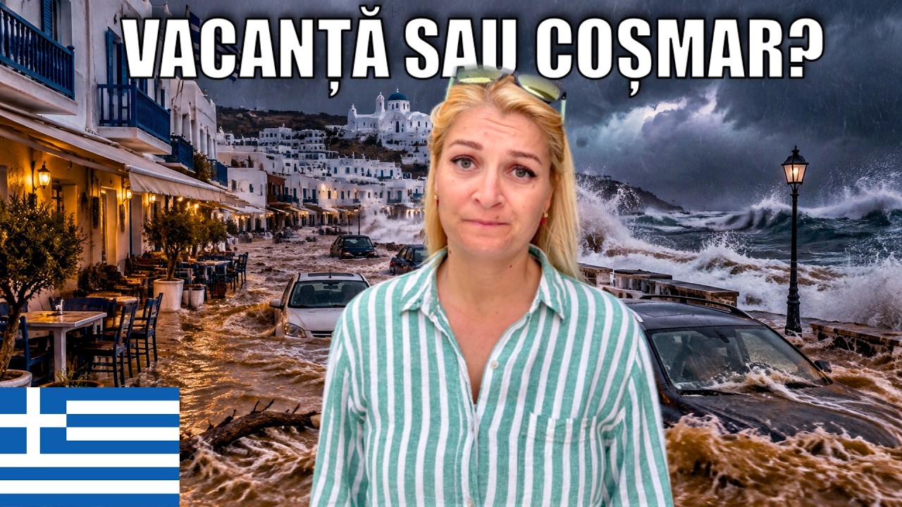 FURTUNĂ, mașini LUATE DE APĂ și probleme cu avioanele pe o INSULĂ din GRECIA