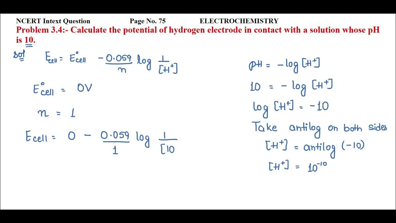 Calculate the potential of hydrogen electrode in contact with a