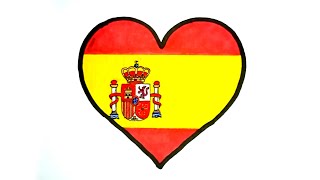 How to Draw Spain Love Flag | Country Flag | Heart Flag | Love Flag