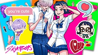 SCHOOL COUPLE Huntrix Zoey Tease Mystery - KPOP DEMON HUNTERS Sticker Story | Sticker Book DIY