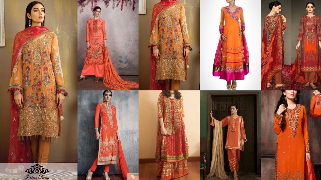 Orange and Red colours combination ideas suits kurti dress!!colour contrast  orange combination ideas - YouTube