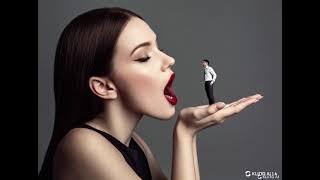 Giant girl eats a tiny man - vore