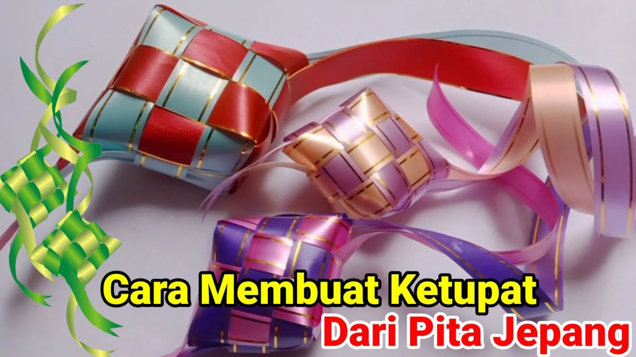 Cara Membuat Ketupat Dari Pita Diy Diamond From Ribbon Youtube