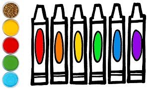 rainbow crayons drawing painting and coloring for kids toddlers lets learn colors together
