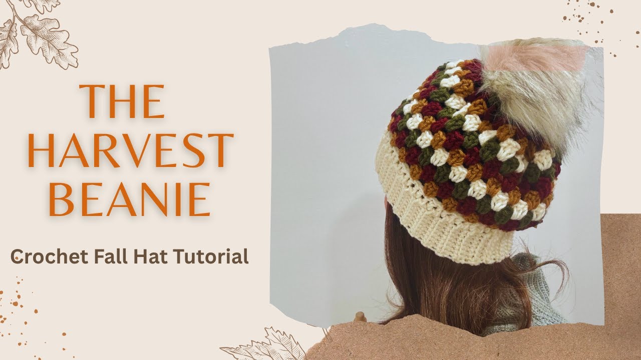 Как связать шапочку крючком, используя бабушкин узор | Простой урок по вязанию шапки «бабушкин узор»