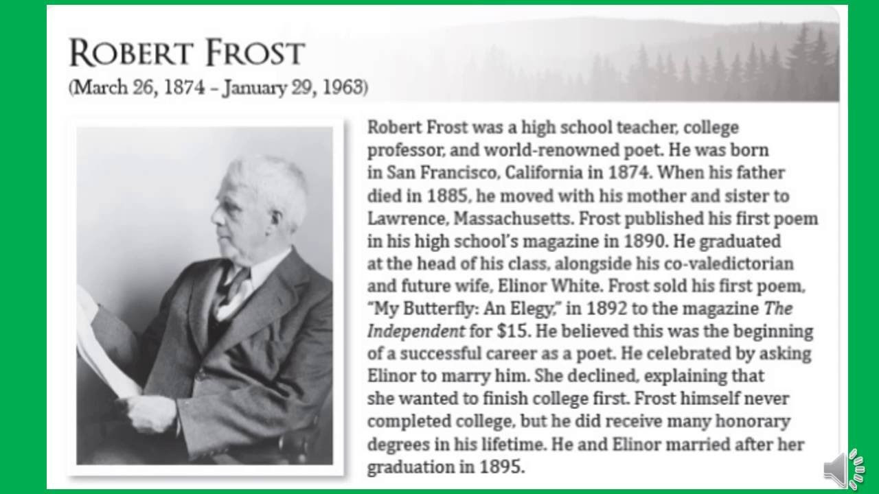 biography of robert frost in 400 words