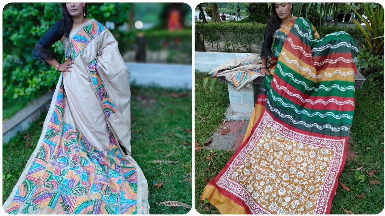 Best Premium Saree Design || Hand-Stitch Kantha Saree || Pure Silk || Gachi Tossor || Silk Saree