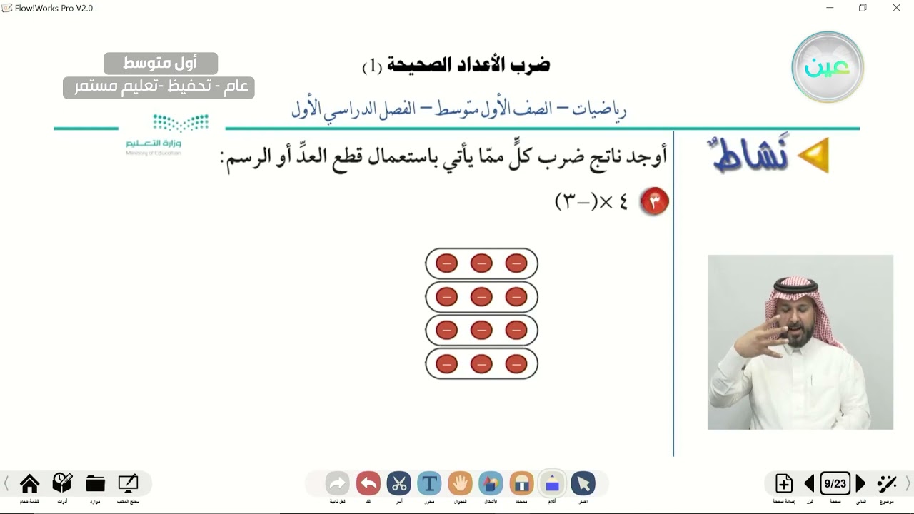 ضرب الاعداد الصحيحة (1) - الرياضيات - أول متوسط