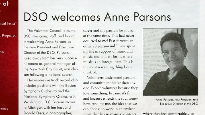 Remembering Anne Parsons | Detroit Symphony Orches...
