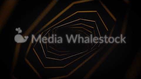 Abstract activity with rotating golden tunnel on black background, seamless loop. Animation