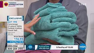 Concierge Collection 12Piece 100% Turkish Cotton Towel S...