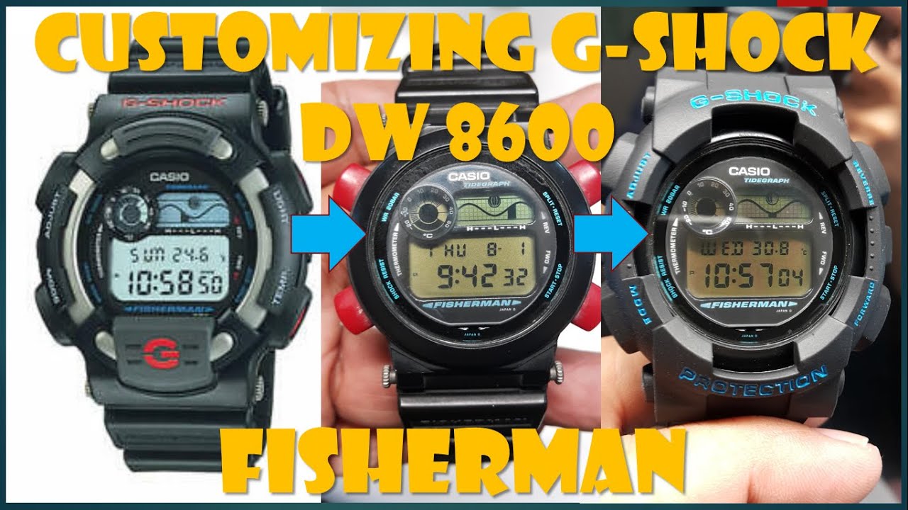 DIY, Customizing My G-SHOCK DW 8600 Fisherman - YouTube