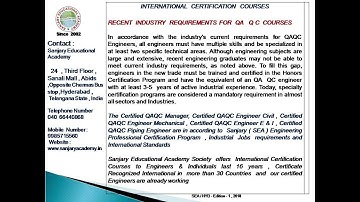 sanjary qaqc courses