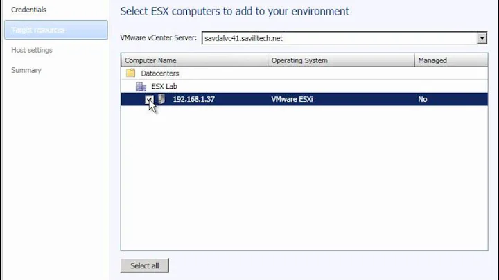 Connecting System Center 2012 Virtual Machine Manager to ESX
