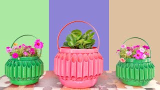 Super Cool Ideas, DIY Beautiful Flower Pots from Plastic Bottles and PVC Pipes