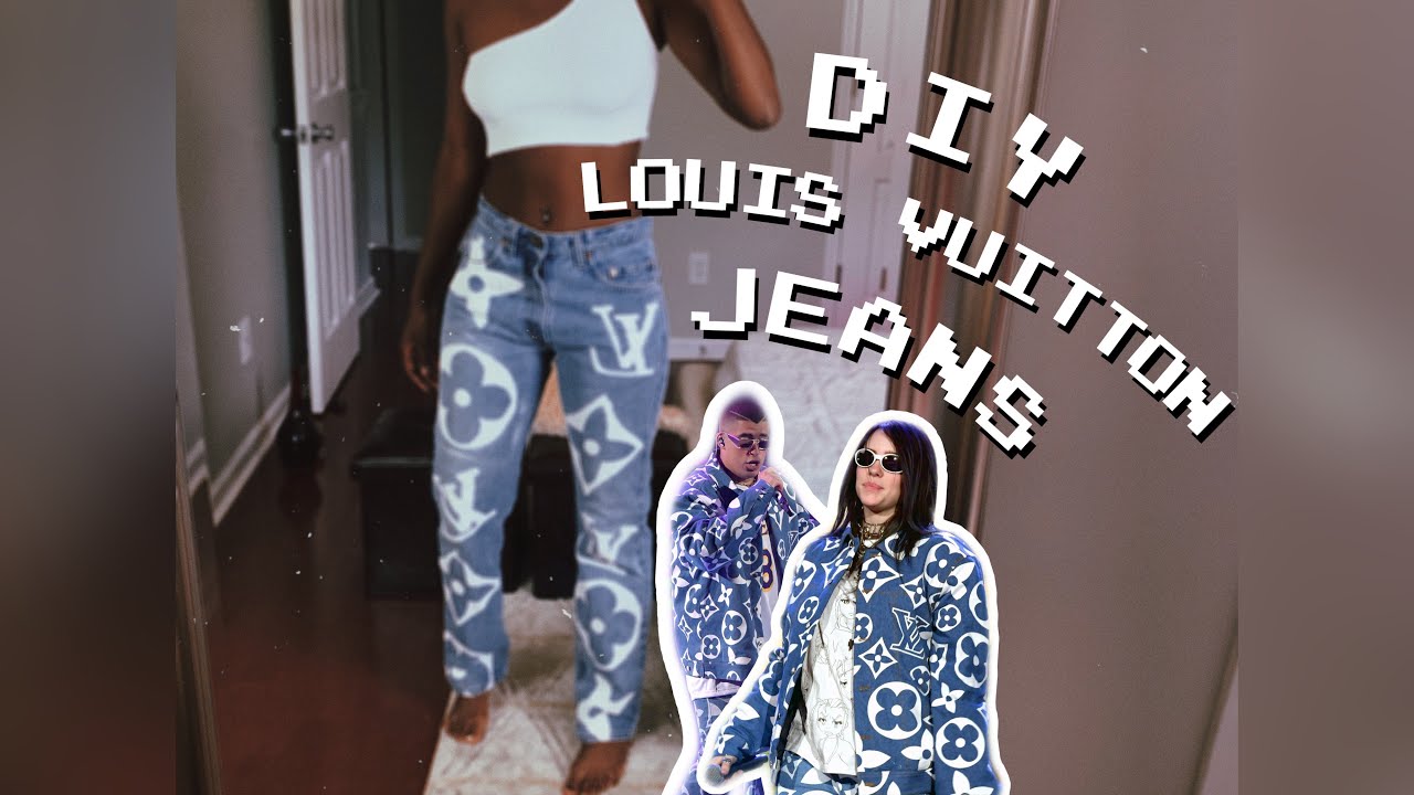 DIY LOUIS VUITTON JEANS, HOW TO MAKE CUSTOM DESIGNER JEANS USING SUPPLIES  FROM WALMART