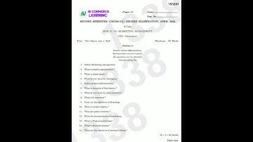 Marketing Management Previous Year Question Paper 2022 B.Com #calicutuniversity