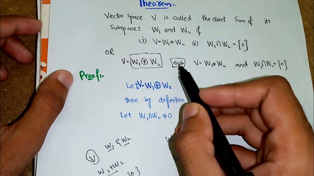 Lec 8 Linear Algebra(group theory) Direct Sum definition+theorem YouTube