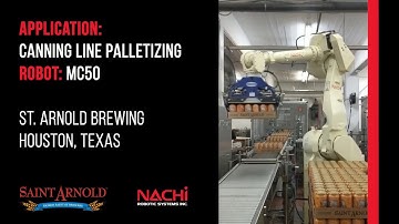 Canning Line Palletizing at Saint Arnold Brewing Using Nachi MC50 Robot
