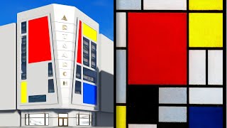 Art and Architecture : piet mondrian composition with large red plane yellow black gray & blue 1921
