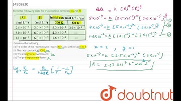 From the following data for the reaction between A and B Calculate the following