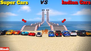 Indian Cars Vs Super cars Extreme Water Bump Challenge GTA 5