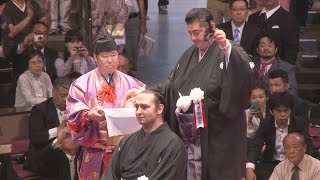 琴欧洲親方が断髪式 元大関、大銀杏に別れ