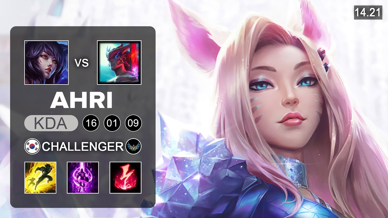 Ahri vs Yone Mid - KR Challenger - Patch 14.21 Season 14