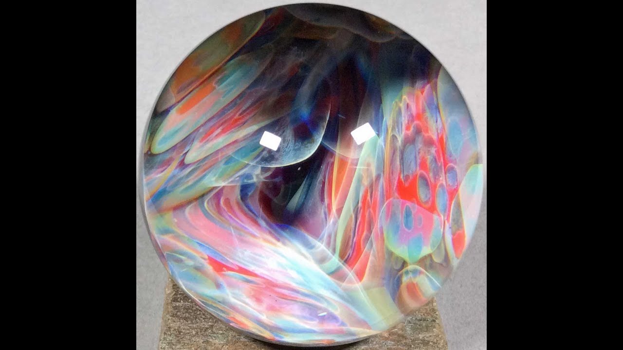 Vortex Marble Handmade by Bill Grout at Aspen Hot Glass 2.08" Carnival Corner 052822 Borosilicate