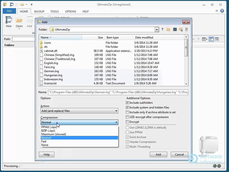 Working with UltimateZip