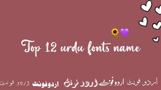 Top 12 urdu fonts✨|top urdu fonts name|stylish font|urdu fonts name screenshot 2