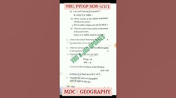 MDC - GEOGRAPHY | FYUGP PYQ (2023-27) #VBU