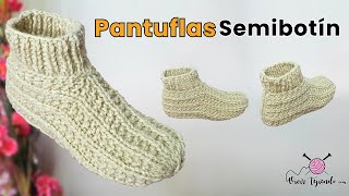 Pantuflas Semibotín a Dos Agujas para Adulto – TEJIDOS FÁCILES Y PATRONES PARA PANTUFLAS