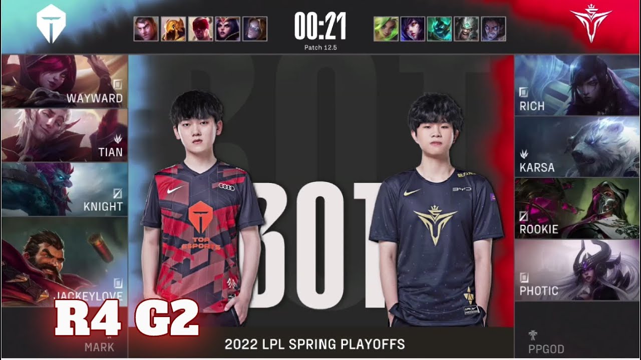 TES vs V5 Game 2 Round 4 Playoffs LPL Spring 2022 Top Esports vs