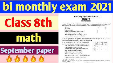 #pseb board bi monthly class 8th math, paper exam September, 2021