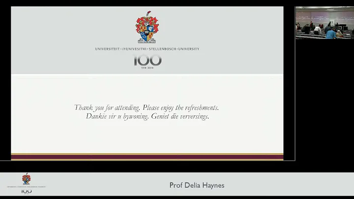 Inaugural Lecture (2021): Prof Delia Haynes - Adve...