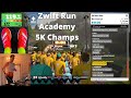 Zwift run academy unofficial 5k champs  my race in adios pro
