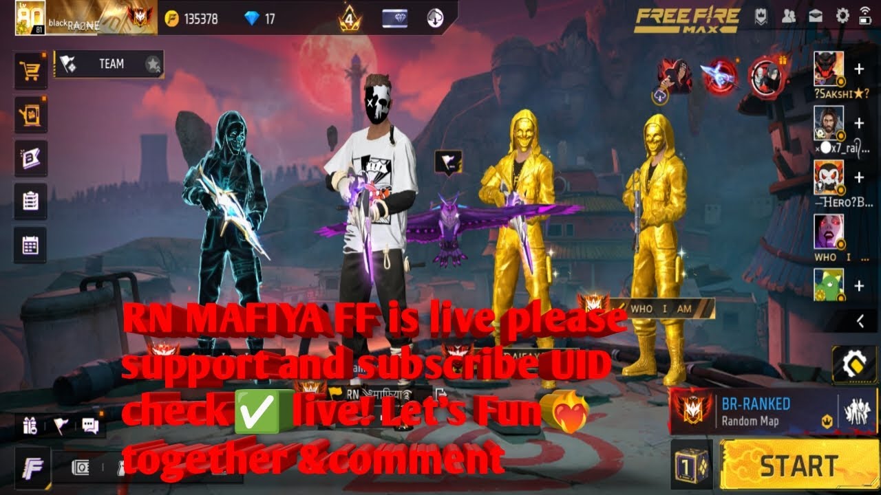 RN MAFIYA FF is live please support and subscribe UID check live! Let's ...