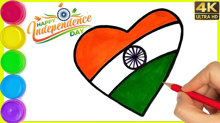 Independence Day Drawing Easy Step || How to draw Indian flag in 15 August || Heart Flag Drawing.