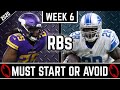 Must Start and Avoid - Running Backs - 2020 Fantasy Football Advice (Week 6)