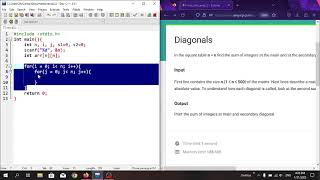 Diagonals in C programming language. #Eolymp problem 4751 .