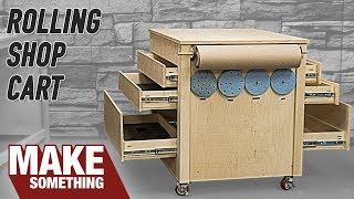 How to Make a Rolling Woodworking Shop Cart // Infeed Table and Sanding Station Make woodworking easier with the ultimate shop cart that can be used as an infeed table, outfeed table, support table and sanding