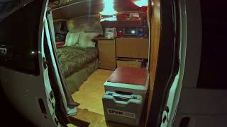 Camper van day camping in a Astro van micro camper