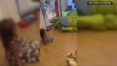 Hulk down! Superhero gets tripped up while making a special appearance at a birthday party
