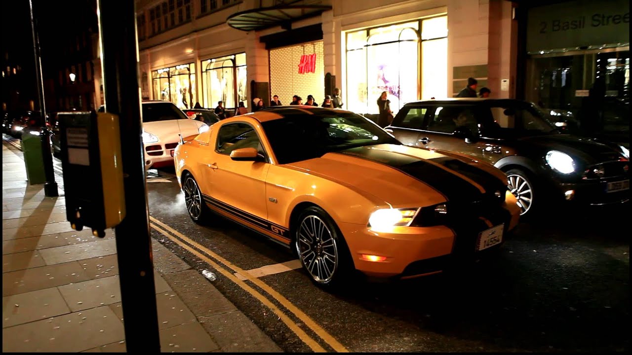 Qatar yellow ford mustang GT revving in london YouTube