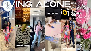 LIVING ALONE WEEKLY VLOG| DIY Wall art +Valentines +  @Topgolf Date + Personal Chit Chat + MORE