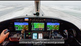 Citation CJ3+ ILS approach in bad weather!
