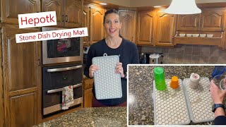 Hepotk Stone Dish Drying Mat, folds for convenient storage #drying #dishes #housework