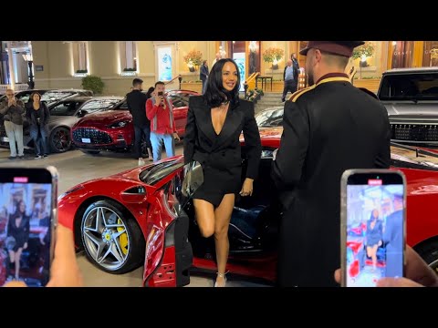 Réka Demeter at Casino de Montecarlo with her Ferrari